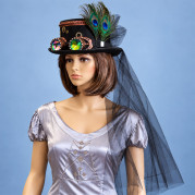 Фестивальная шляпа цилиндр с декоративными очками с вуалью 14124