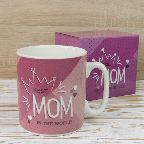 Кружка Гигант Лучшая мама на свете - Best MOM in the world (розовая)