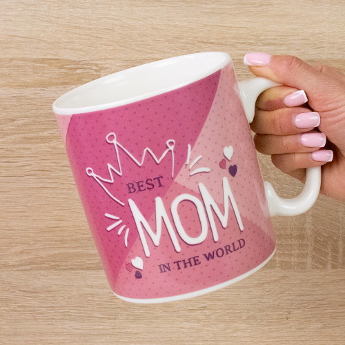 Кружка Гигант Лучшая мама на свете - Best MOM in the world (розовая)