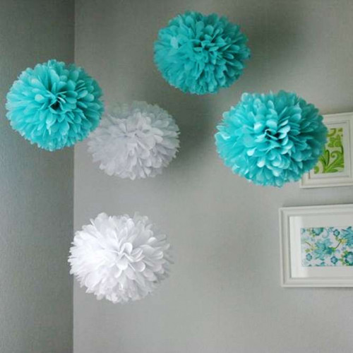 Декор паперові Помпони 40см (блакитний 0001)