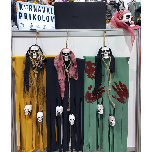 Декор для хеллоуїна Примарний Череп (95см) гірчичний з зеленим 10098