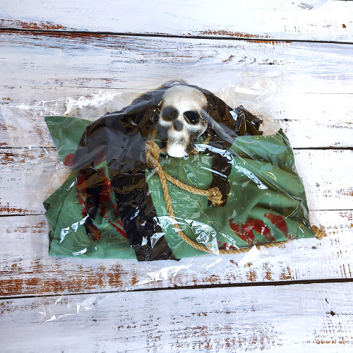 Декор для хеллоуїна Примарний Череп (95см) гірчичний з зеленим 10098