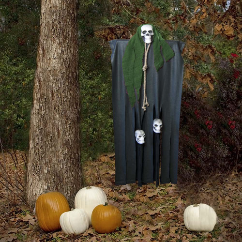 Декор для хеллоуїна Примарний Череп (95см) чорний з пляшково зеленим 10084