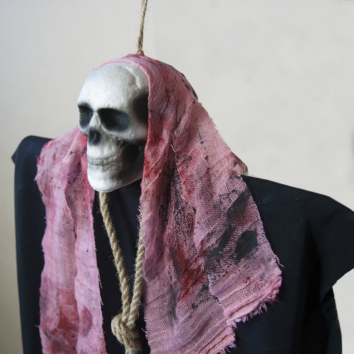 Декор для хэллоуина Призрачный Череп (95см) черный с пеплом розы 10083