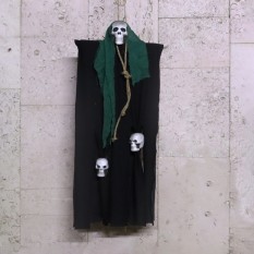 Декор для хеллоуїна Примарний Череп (95см) чорний з пляшково зеленим 10084