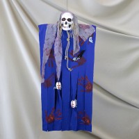 Декор для хэллоуина Призрачный Череп (125см) синий электрик с зеленым 10086