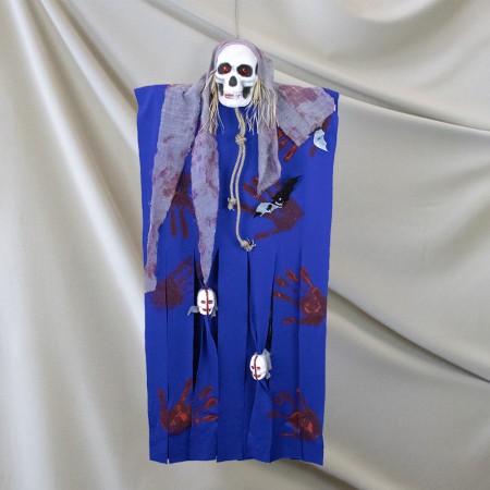 Декор для хэллоуина Призрачный Череп (125см) синий электрик с зеленым 10086