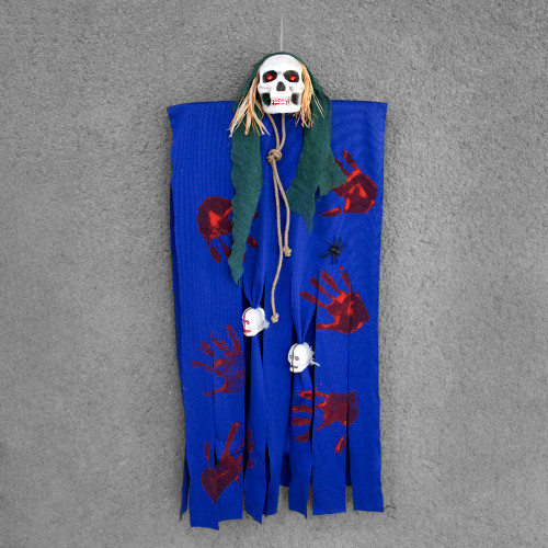 Декор для хеллоуїна Примарний Череп (125см) синій електрик с зеленим 10086