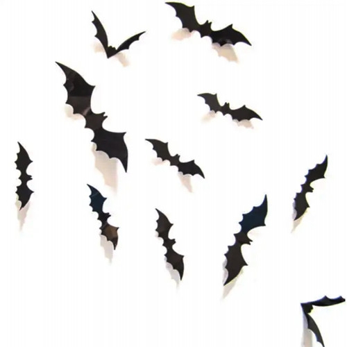 Декор настенный Летучие мыши черные (уп. 16 шт)