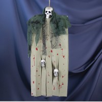 Декор для хэллоуина Призрачный Череп (95см) бело-серый с зеленым 13313