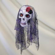 Декор підвісний череп Діва в монтильї 13811 (чорний з фіолетовим)