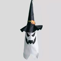 Декор підвісний Привид у капелюсі 50см (чорний з білим)