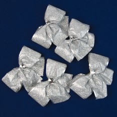 Бант рождественский серебро (уп 5шт) 10468