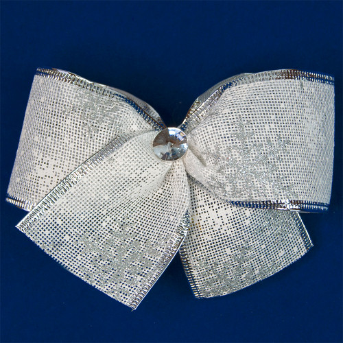 Бант різдвяний з вензелями білий 1шт 11985