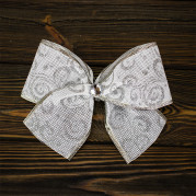 Бант різдвяний з вензелями білий 1шт 11985