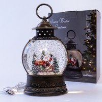 Фонарь Новогодний LED музыкальный 21см 12932 на батарейках и USB