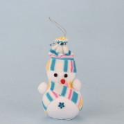 Декор новорічний Сніговик 14см у шапочці блакитний