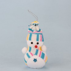 Декор новогодний Снеговик 14см в шапочке голубой
