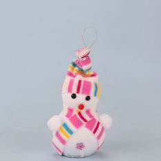 Декор новогодний Снеговик 14см в шапочке розовой