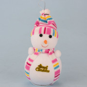 Декор новорічний Сніговик 20см у шапочці рожевій