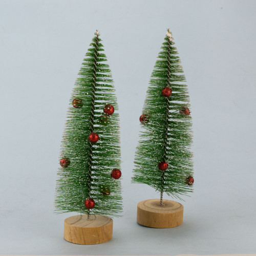 Декор новорічний настільний Ялинка 20 см з кульками (зелений)