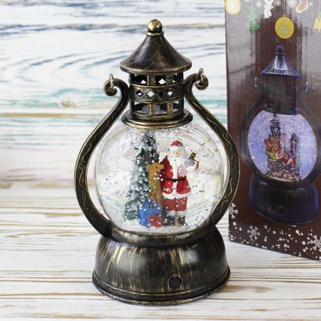 Ліхтар Новорічний LED музичний 18 см 13864C на батарейках та USB