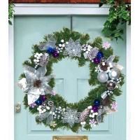 Різдвяний вінок 50см СРІБНА РОЗКІШ 9236