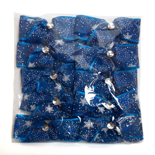 Бант різдвяний зі сніжинками синій 1шт 11984