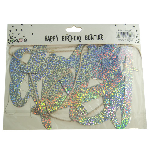 Святкова гірлянда букви Happy Birthday (фольга срібна)