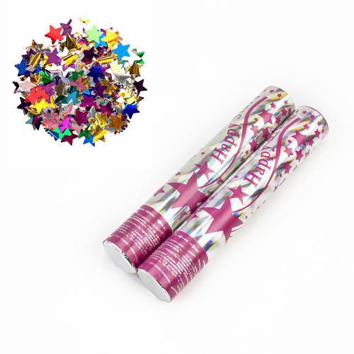 Хлопушка пневматична 30см з зірочками (мікс)