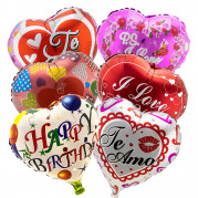 Кулька 45см Сердечко с принтом Ассорти (уп. 12шт)