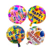 Кулька 45см круглый Happy Birthday Ассорти (уп. 12шт)