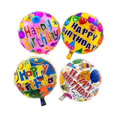 Кулька 45см круглый Happy Birthday Ассорти (уп. 12шт)