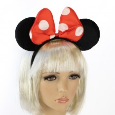 Ушки Микки Мауса с бантом (черные с красным)