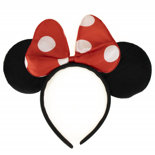 Вушки Міккі Мауса з бантом (чорні з червоним)