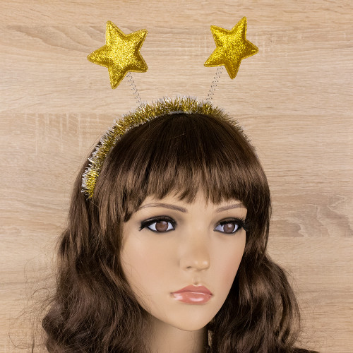 Ободок карнавальный Звездочки на пружинках 13127 (золотой)