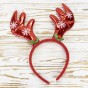 Рога Оленя на обруче рождественские атласные (красные)