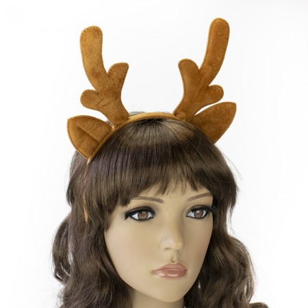 Рога Оленя на обруче рождественские велюровые (коричневые)