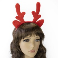 Рога Оленя на обруче рождественские велюровые (красные)