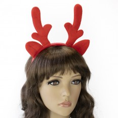 Рога Оленя на обруче рождественские велюровые (красные)