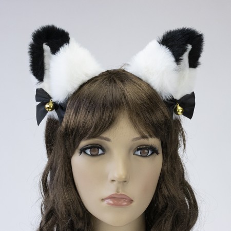 Вушки Кішки аніме (білі з чорним)