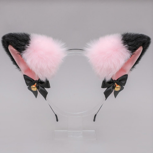 Вушки Кішки аніме (рожеві з чорним)