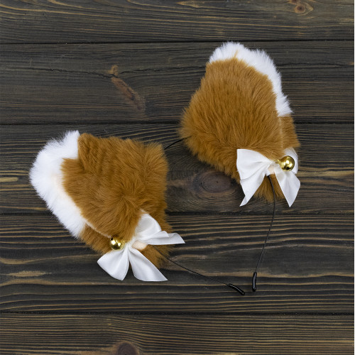 Вушки Кішки аніме (руді з білим)