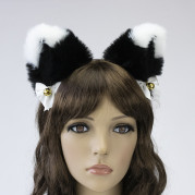 Вушки Кішки аніме (чорні з білим)