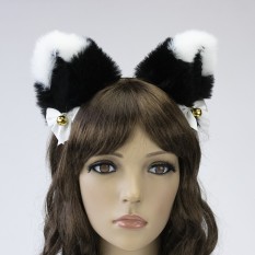 Вушки Кішки аніме (чорні з білим)