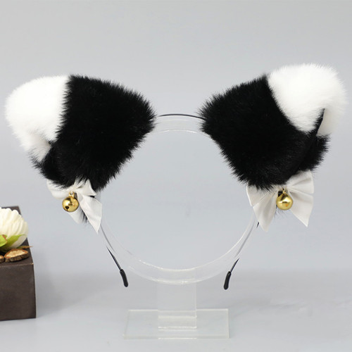 Вушки Кішки аніме (чорні з білим)