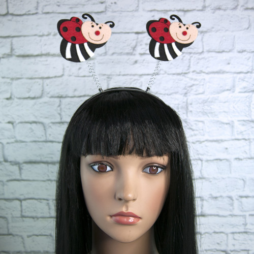 Ободок карнавальный Божья коровка на пружинках