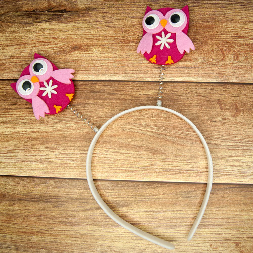 Обідок карнавальний Сова на пружинках (рожевий)(1шт)