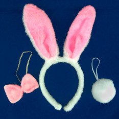 Набор Плейбойчик белый с розовым (уши, галстук-бабочка, хвостик)