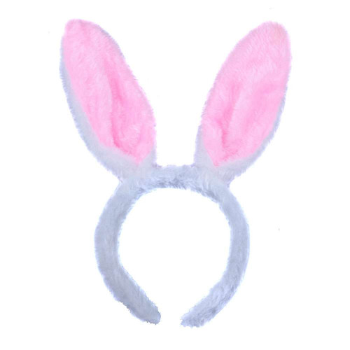 Вушки Зайця хутряні (білі з рожевим)
